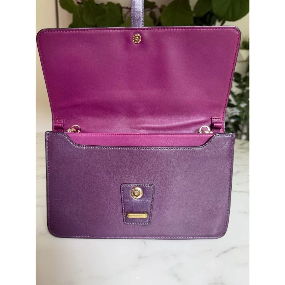 COACH LEGACY LEATHER SLIM CLUTCH BRASS BLACK VIOLET PURPLE F50509 Crossbody Bag